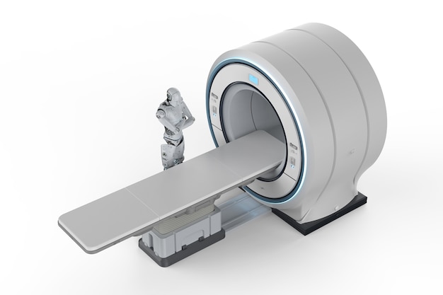 3D-rendering mri-scanmachine bestuurd door ai robot