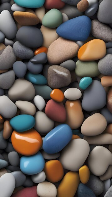 Photo 3d rendering of multicolored pebbles in abstract composition