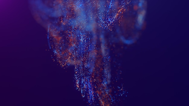 3D rendering of a multicolored vibrant abstract cloud of particles in space