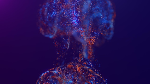 3D rendering of a multicolored vibrant abstract cloud of particles in space