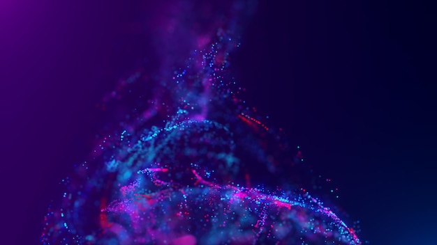 3D rendering of a multicolored vibrant abstract cloud of particles in space