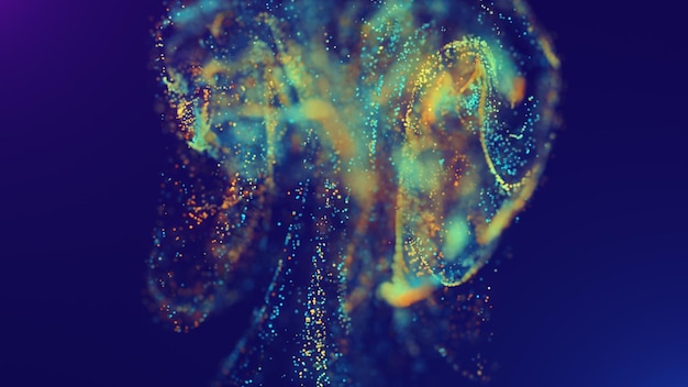 3d rendering of a multicolored vibrant abstract cloud of particles in space