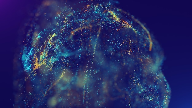 3d rendering of a multicolored vibrant abstract cloud of particles in space