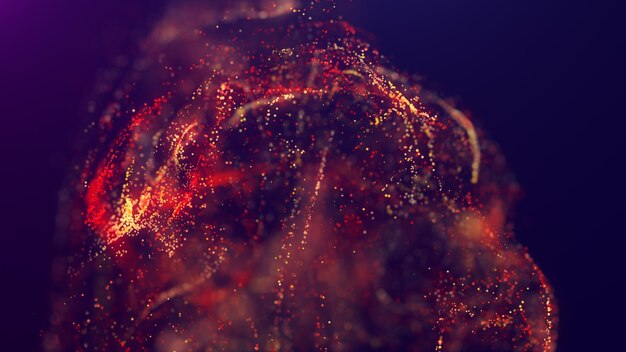 3d rendering of a multicolored vibrant abstract cloud of particles in space