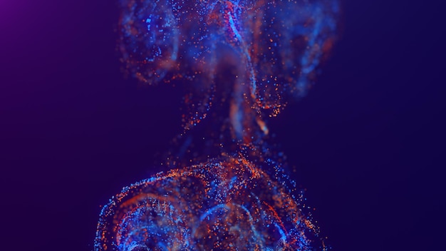 空間内の粒子の色とりどりの鮮やかな抽象的な雲の 3 D レンダリング