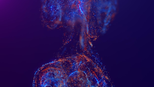 3D rendering of a multicolored vibrant abstract cloud of particles in space