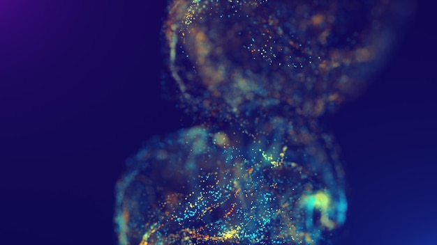 3d rendering of a multicolored vibrant abstract cloud of particles in space