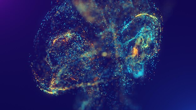 3D rendering of a multicolored vibrant abstract cloud of particles in space