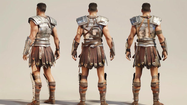 Photo 3d rendering of a muscular man in ancient greek armor he is wearing a helmet chest plate and leg guards he is also carrying a shield and a sword