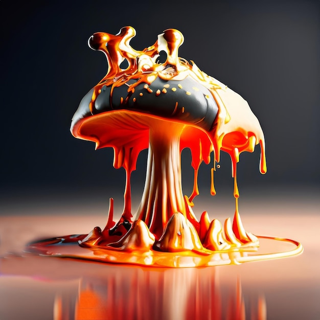 3d rendering of mushroom melting ai generated