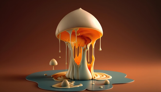 3d rendering of mushroom melting