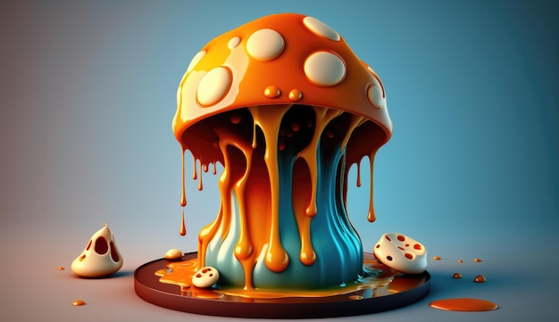 3d rendering of mushroom melting