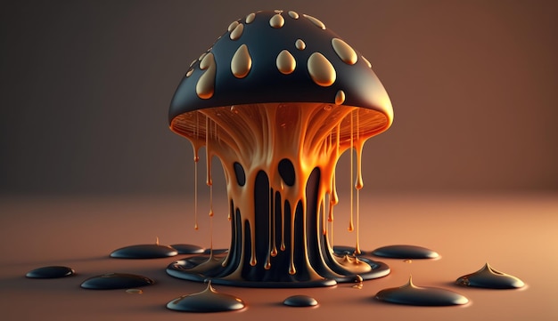 3d rendering of mushroom melting