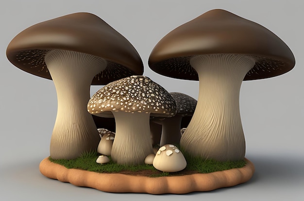 Foto rendering 3d della fusione dei funghi