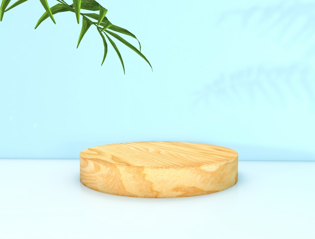 3d rendering. Natural beauty background for cosmetic product display. Cylinder wood box display.