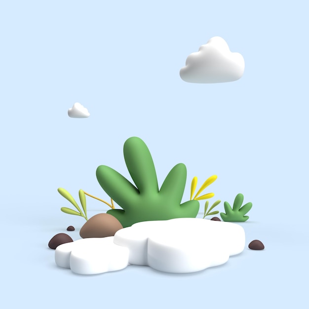 3d rendering of nature podium illustration