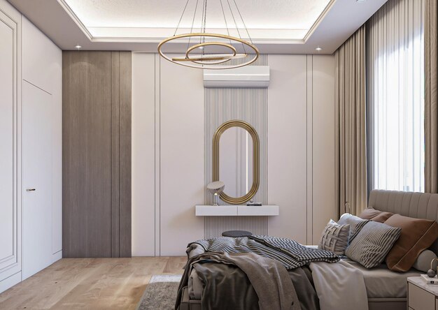 3d rendering neoclassical bedroom interior