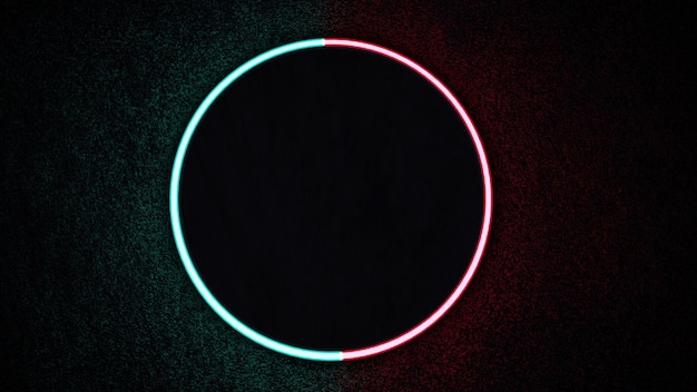 3D rendering neon glow circles abstract background