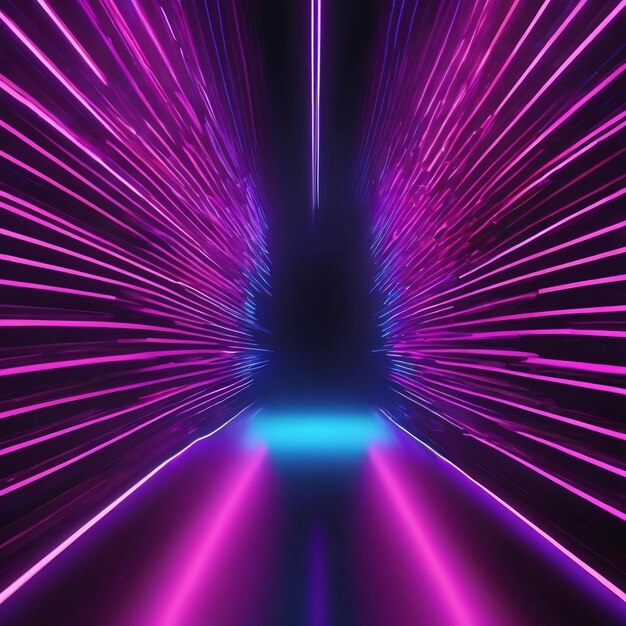 3d rendering neon light abstract ultraviolet background dynamic glowing lines blue pink laser rays f