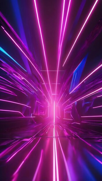 3d rendering neon light abstract ultraviolet background dynamic glowing lines blue pink laser rays f