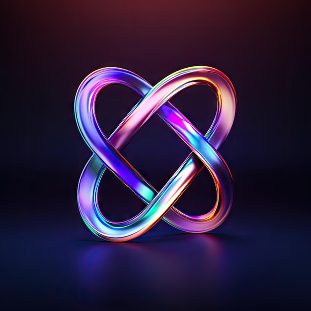 3d rendering of a neon shining glass infinity sign