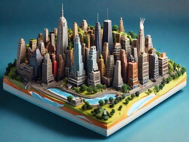 3d rendering of new york city isometric miniature