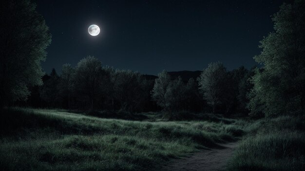 Photo 3d rendering of a night landscape on the moon