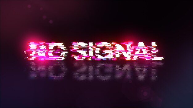 3D rendering no signal text with screen effects of technological glitches