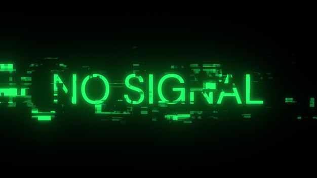 3d rendering no signal text with screen effects of technological glitches