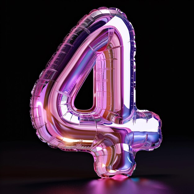 3d rendering number font 4 countdown concept of number 4