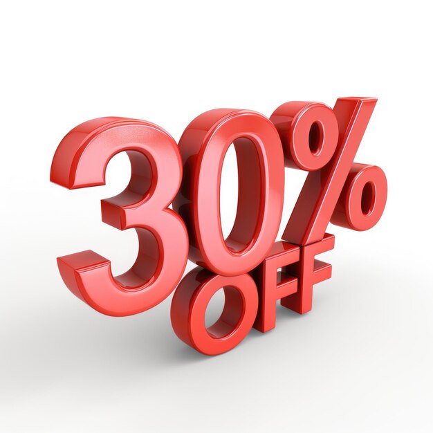 3D rendering object 30 discount offer transparent background