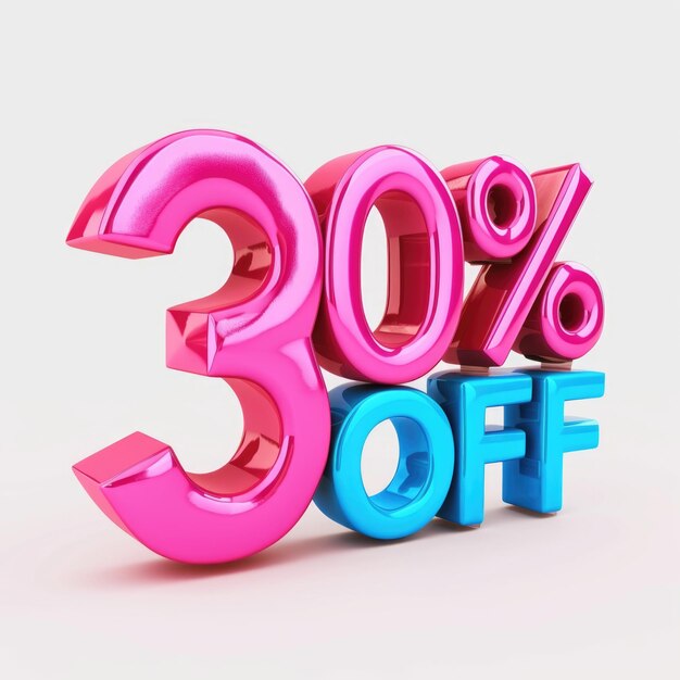 3D rendering object 30 discount offer transparent background