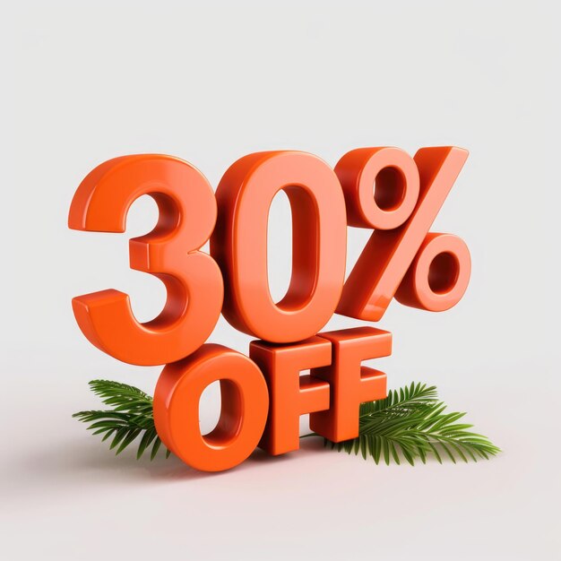 3D rendering object 30 discount offer transparent background