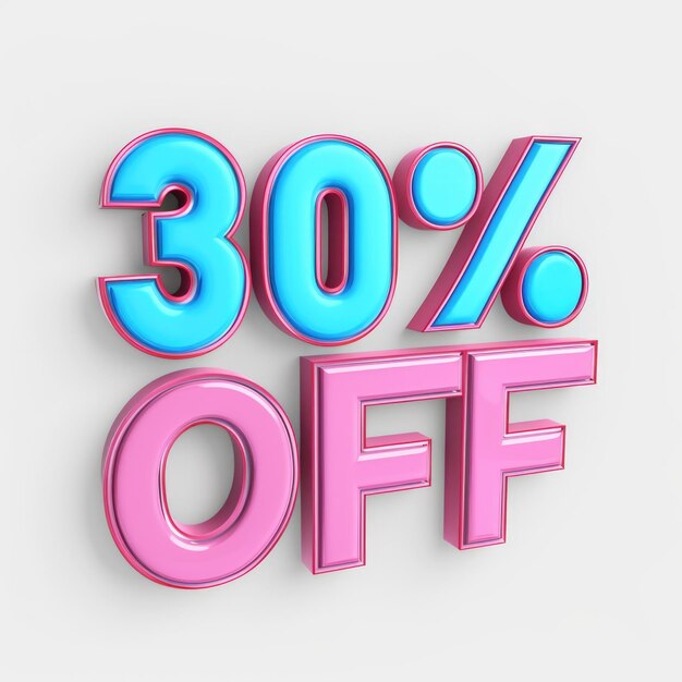 Photo 3d rendering object 30 discount offer transparent background