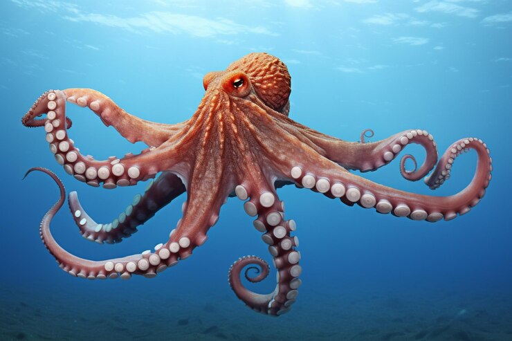 Photo 3d rendering octopus sea ocean animal squid tentacle invertebrates perspective view