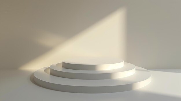 사진 베이지색 배경에 대한 간단한 포디움이나 기둥의 3d 렌더링