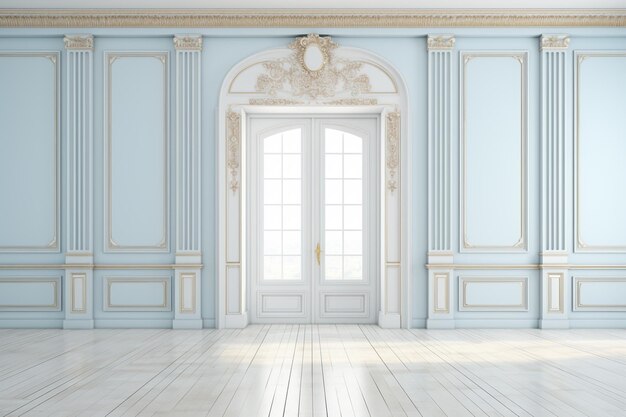 사진 3d rendering of a white classic entrance door in a classical style