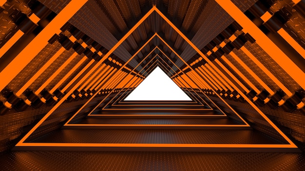Фото 3d-рендеринг абстрактной научно-фантастической темы в геометрическом стиле, абстрактное освещение в коридоре