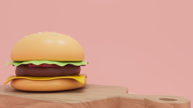 写真 アメリカンチーズバーガーと孤立したイラストレーターの壁紙の3dレンダリング