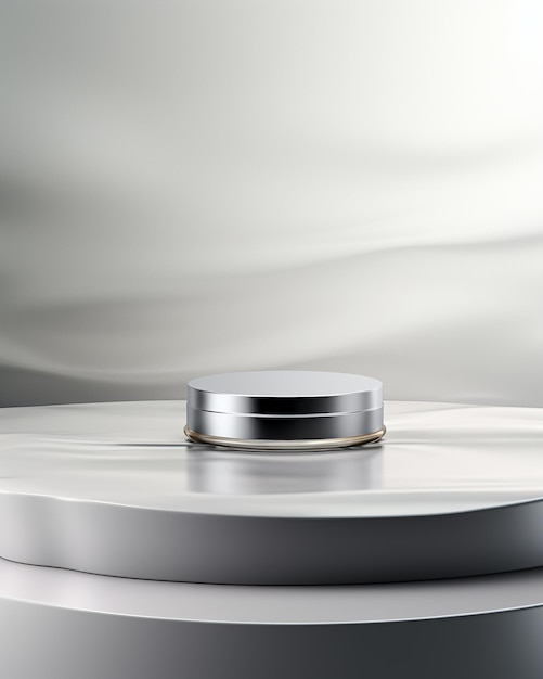 Фото 3d-рендеринг пустого фона продукта для кремовой косметики современный серебряный фон подиума