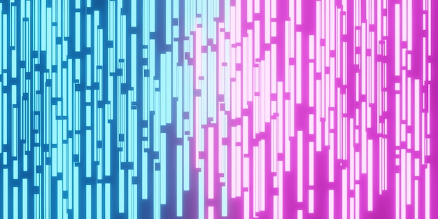 Фото 3d-рендеринг синего розового абстрактного неонового светящегося света футуристический фон концепция киберпанка