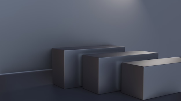 사진 회색 색상으로 큐브 단계의 3d 렌더링