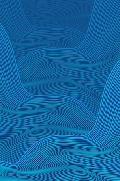 Фото 3d-рендеринг волнистых синих абстрактных линий текстурированного текстурированного фона плаката