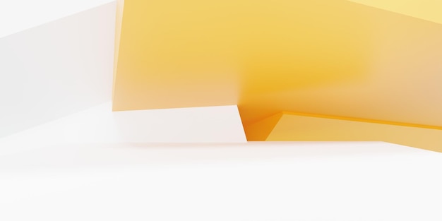 흰색과 주황색 추상적 인 기하학적 배경의 3d 렌더링 공상 과학 그림 제품 디스플레이