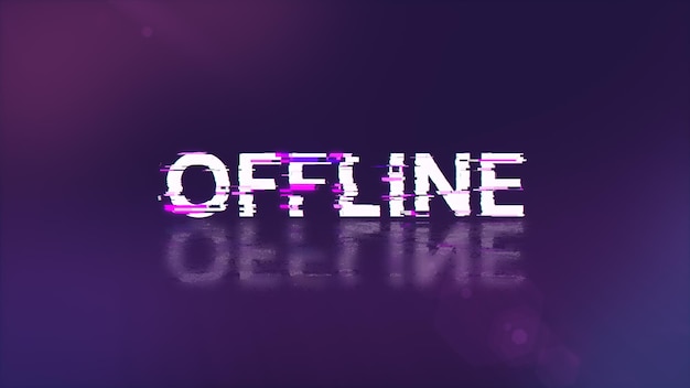 3D rendering offline text with screen effects of technological glitches