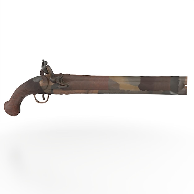 3D Rendering Of Old Gun