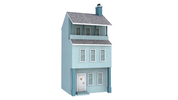 3d rendering of old house on white background
