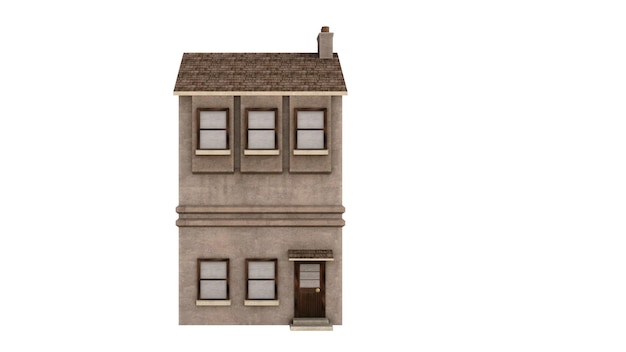 Photo 3d rendering of old house on white background