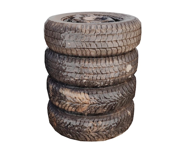 3d rendering old tires stacked