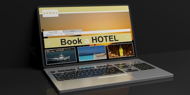 Foto 3d-rendering online hotelreservering